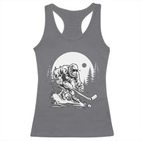 Bigfoot Playing Ice Hockey Racerback Tank Top Funny Cryptid Sports Gift - Wonder Print Shop