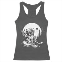 Bigfoot Playing Ice Hockey Racerback Tank Top Funny Cryptid Sports Gift - Wonder Print Shop