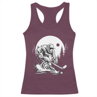 Bigfoot Playing Ice Hockey Racerback Tank Top Funny Cryptid Sports Gift - Wonder Print Shop