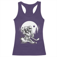 Bigfoot Playing Ice Hockey Racerback Tank Top Funny Cryptid Sports Gift - Wonder Print Shop