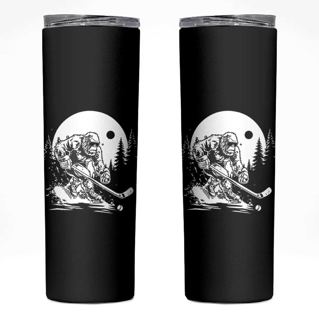 Bigfoot Playing Ice Hockey Skinny Tumbler Funny Cryptid Sports Gift - Wonder Print Shop
