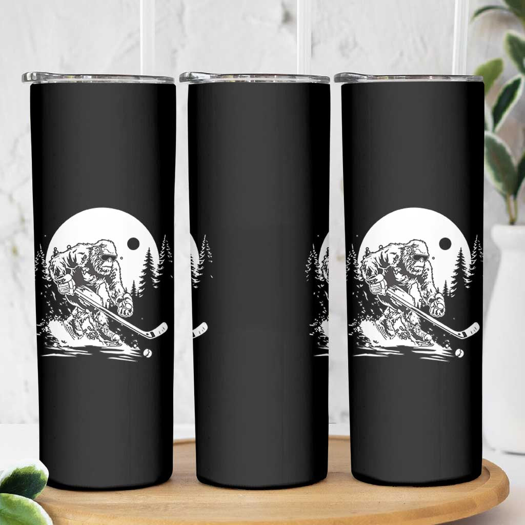 Bigfoot Playing Ice Hockey Skinny Tumbler Funny Cryptid Sports Gift - Wonder Print Shop