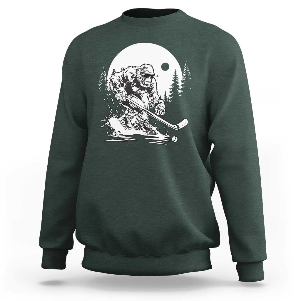Bigfoot Playing Ice Hockey Sweatshirt Funny Cryptid Sports Gift - Wonder Print Shop
