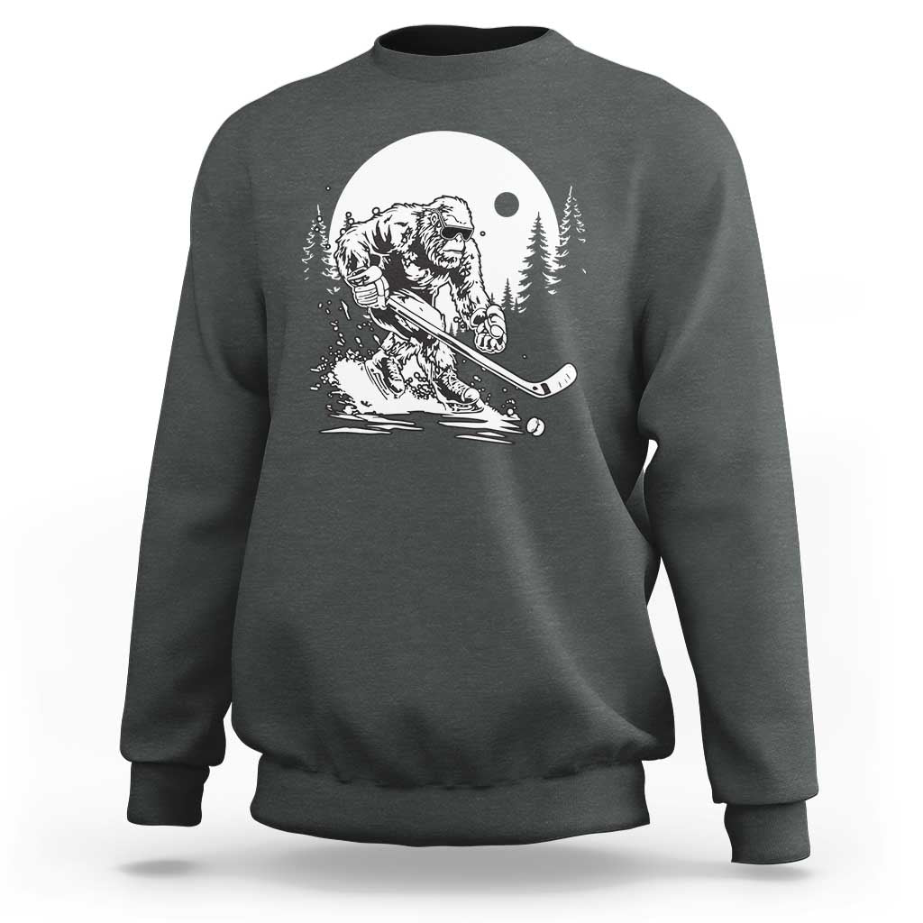 Bigfoot Playing Ice Hockey Sweatshirt Funny Cryptid Sports Gift - Wonder Print Shop