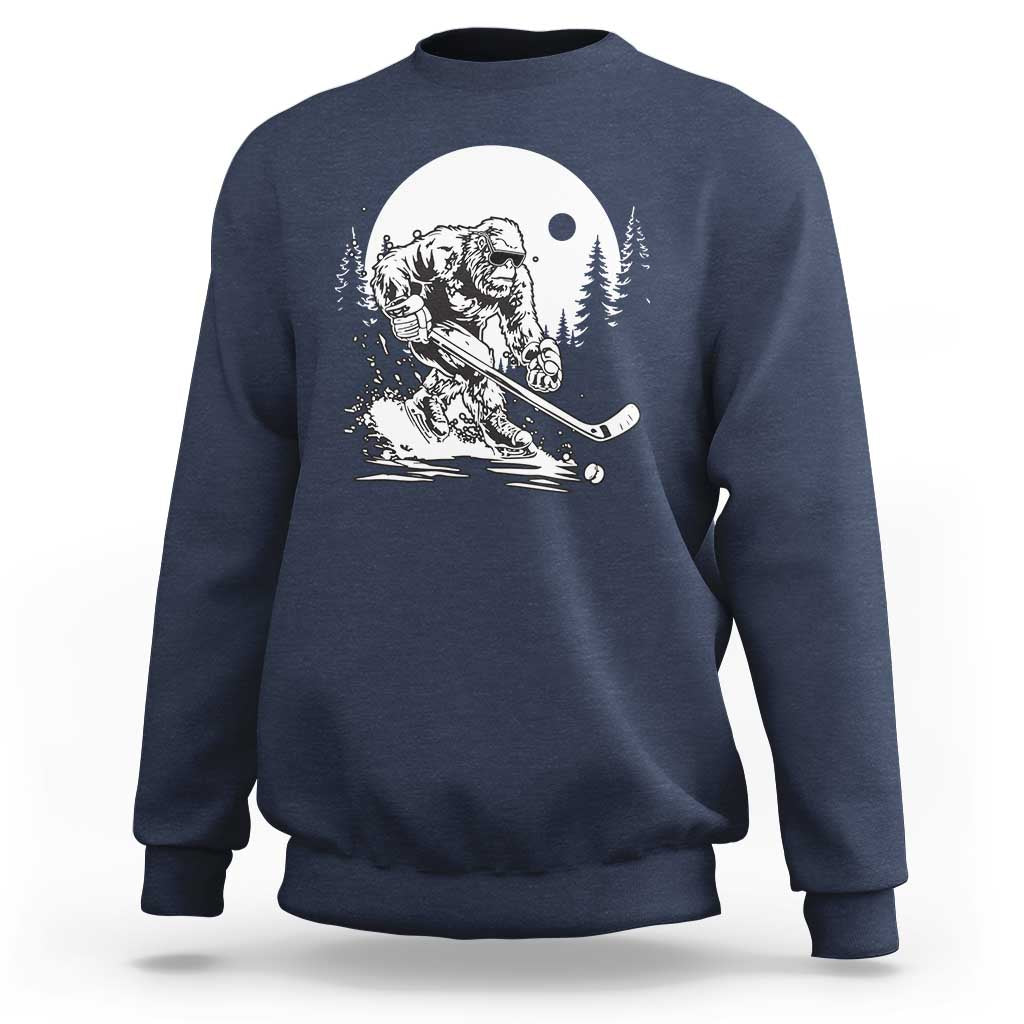 Bigfoot Playing Ice Hockey Sweatshirt Funny Cryptid Sports Gift - Wonder Print Shop