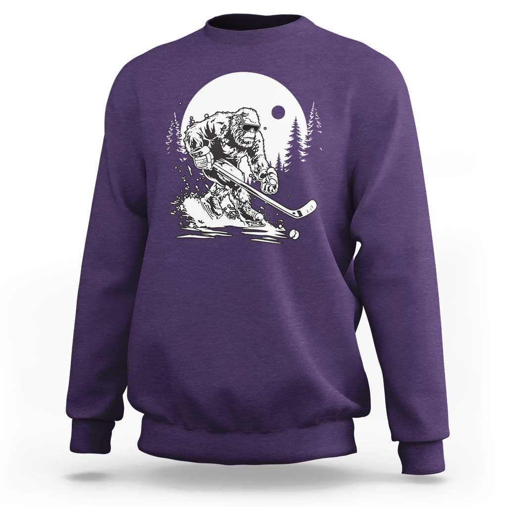 Bigfoot Playing Ice Hockey Sweatshirt Funny Cryptid Sports Gift - Wonder Print Shop