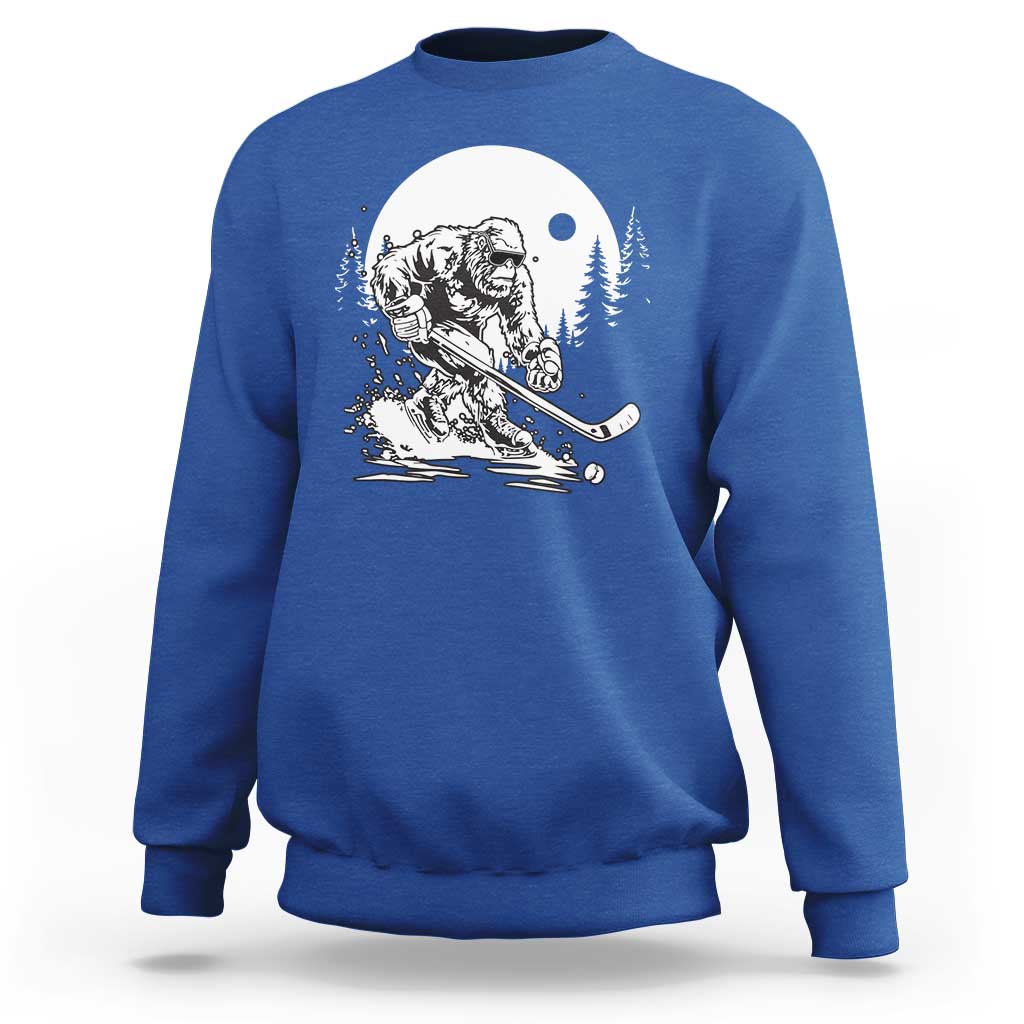 Bigfoot Playing Ice Hockey Sweatshirt Funny Cryptid Sports Gift - Wonder Print Shop