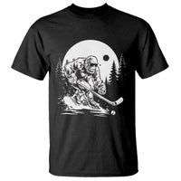Bigfoot Playing Ice Hockey T Shirt Funny Cryptid Sports Gift - Wonder Print Shop