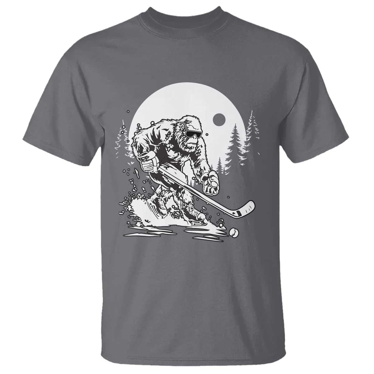 Bigfoot Playing Ice Hockey T Shirt Funny Cryptid Sports Gift - Wonder Print Shop