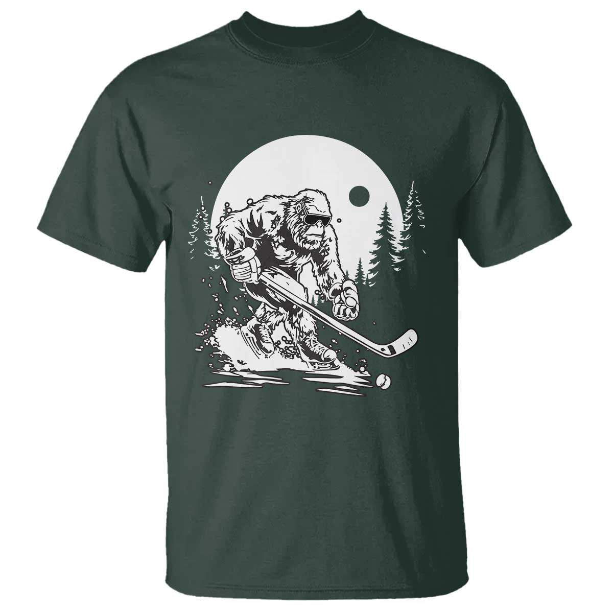 Bigfoot Playing Ice Hockey T Shirt Funny Cryptid Sports Gift - Wonder Print Shop