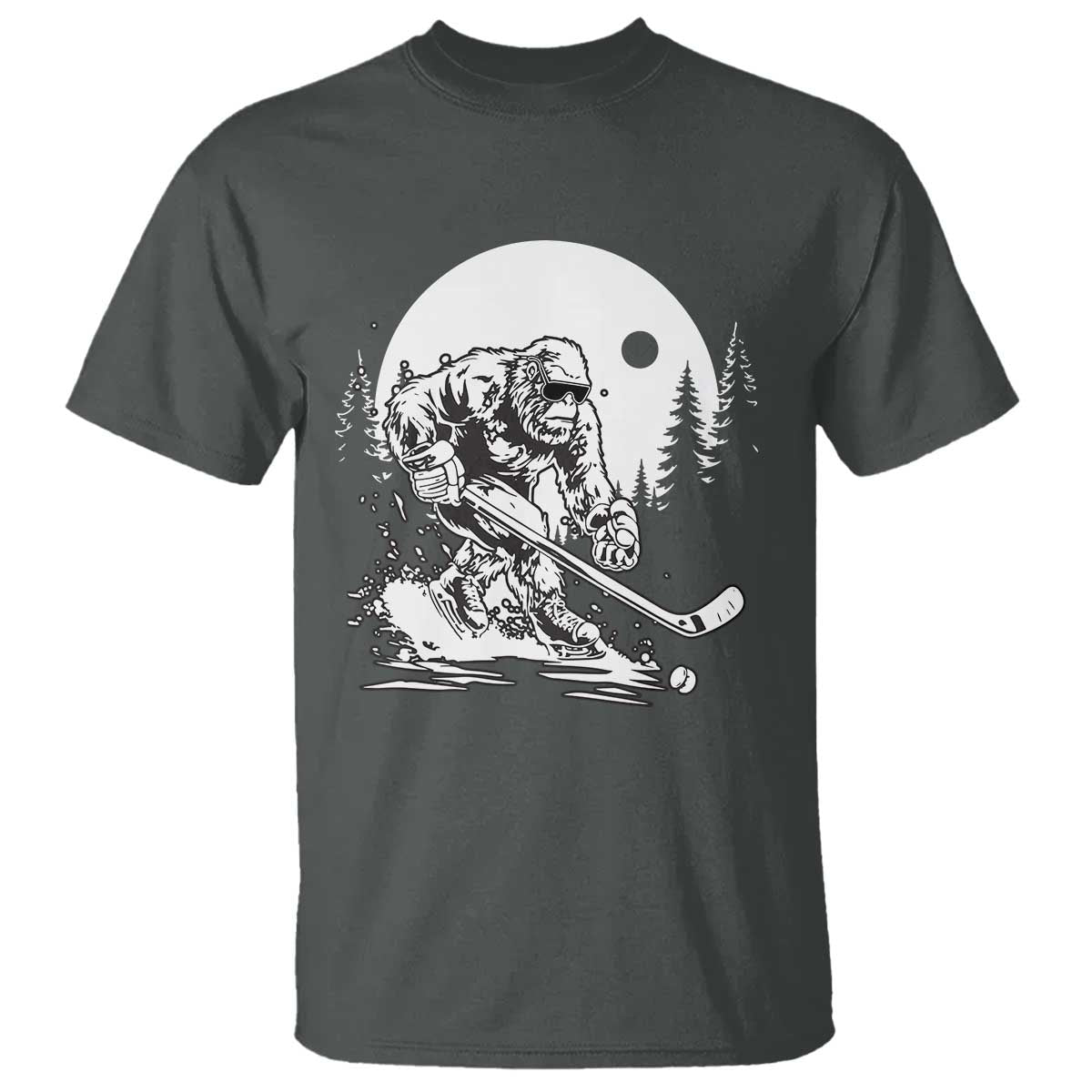 Bigfoot Playing Ice Hockey T Shirt Funny Cryptid Sports Gift - Wonder Print Shop