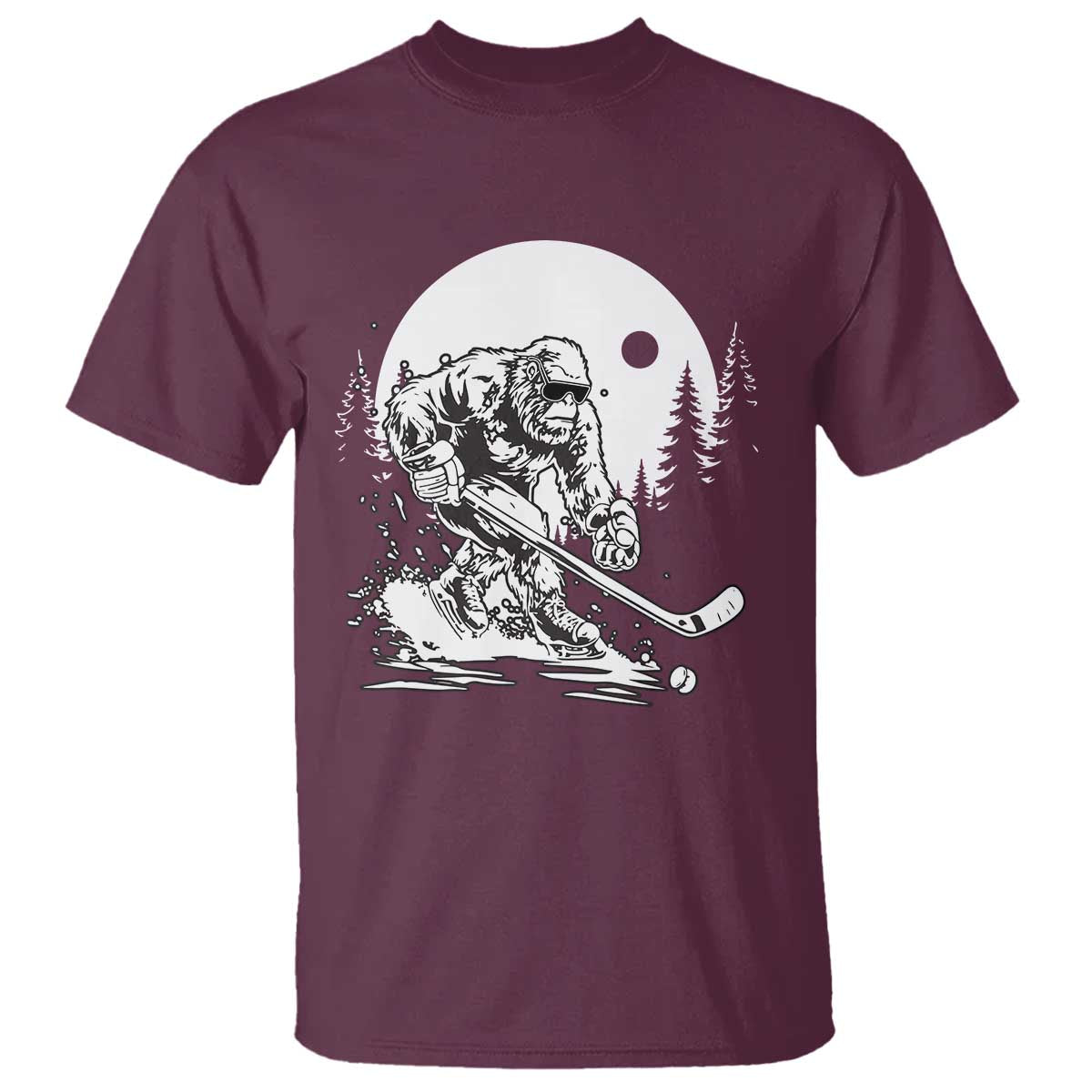 Bigfoot Playing Ice Hockey T Shirt Funny Cryptid Sports Gift - Wonder Print Shop