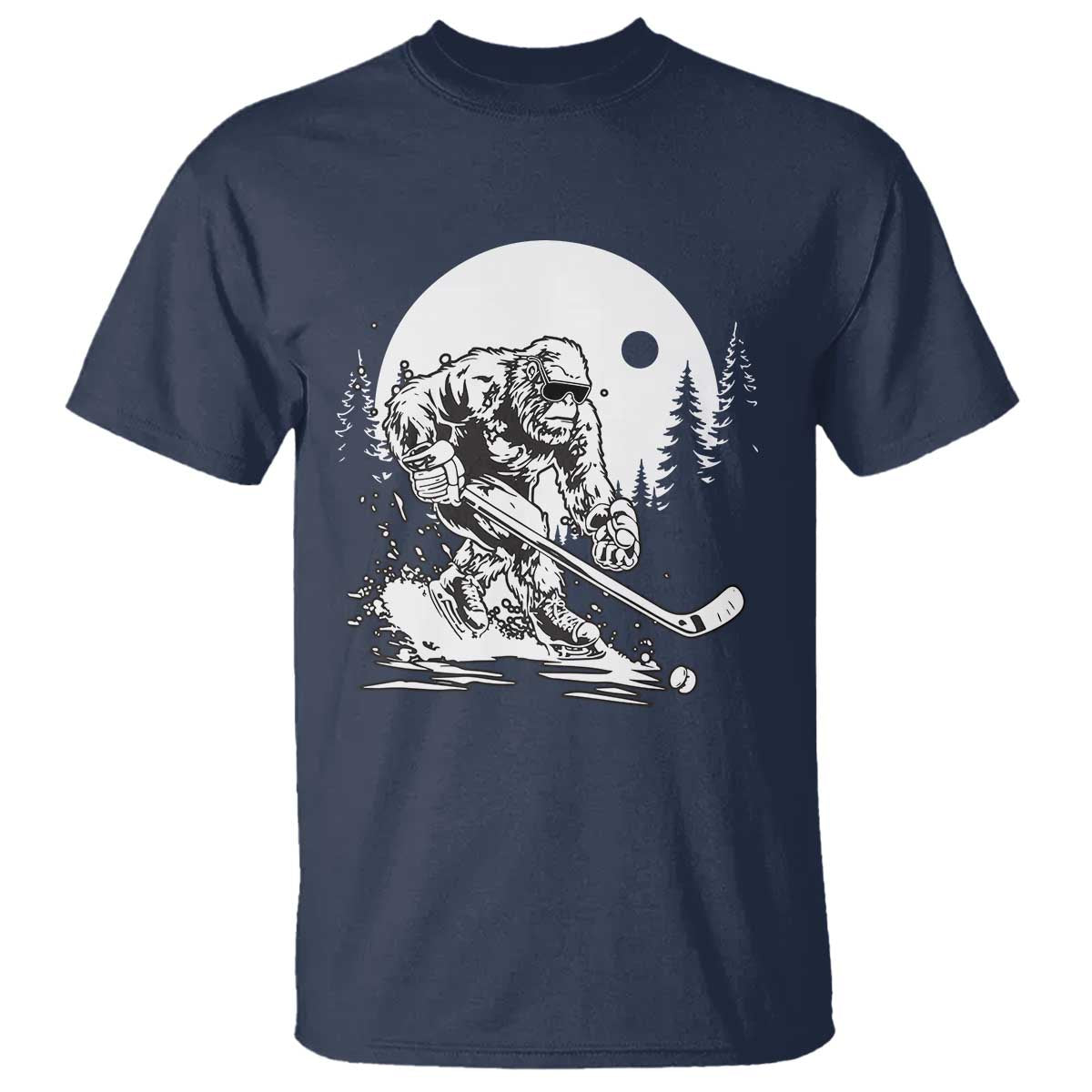 Bigfoot Playing Ice Hockey T Shirt Funny Cryptid Sports Gift - Wonder Print Shop