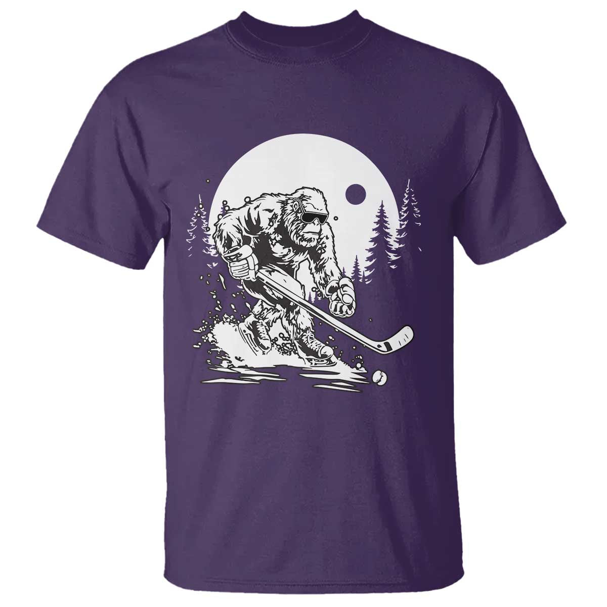 Bigfoot Playing Ice Hockey T Shirt Funny Cryptid Sports Gift - Wonder Print Shop