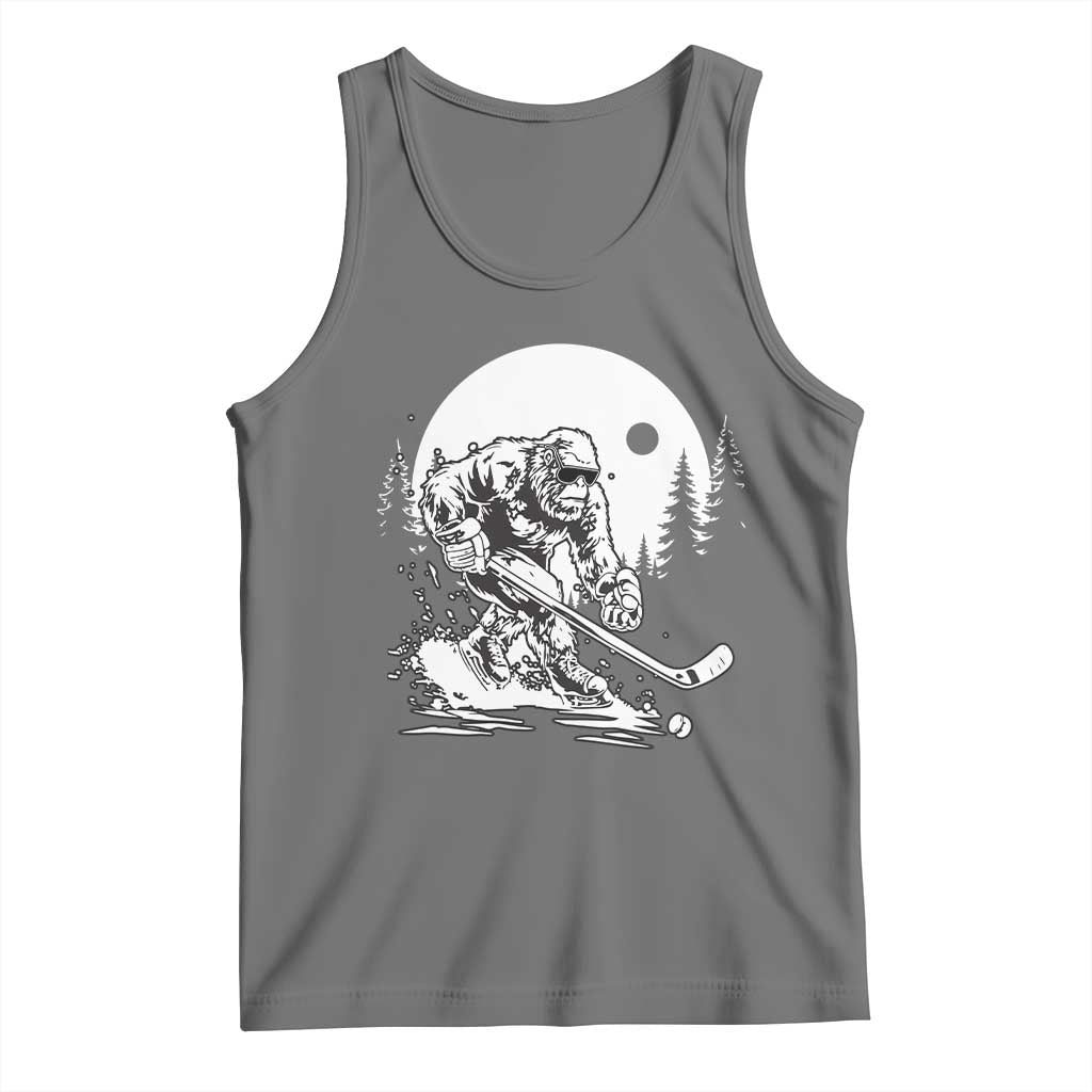 Bigfoot Playing Ice Hockey Tank Top Funny Cryptid Sports Gift - Wonder Print Shop