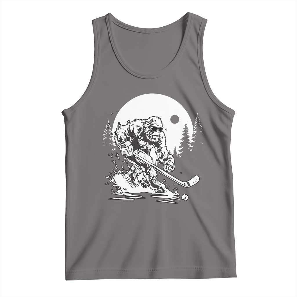 Bigfoot Playing Ice Hockey Tank Top Funny Cryptid Sports Gift - Wonder Print Shop