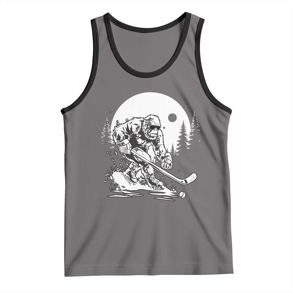 Bigfoot Playing Ice Hockey Tank Top Funny Cryptid Sports Gift - Wonder Print Shop
