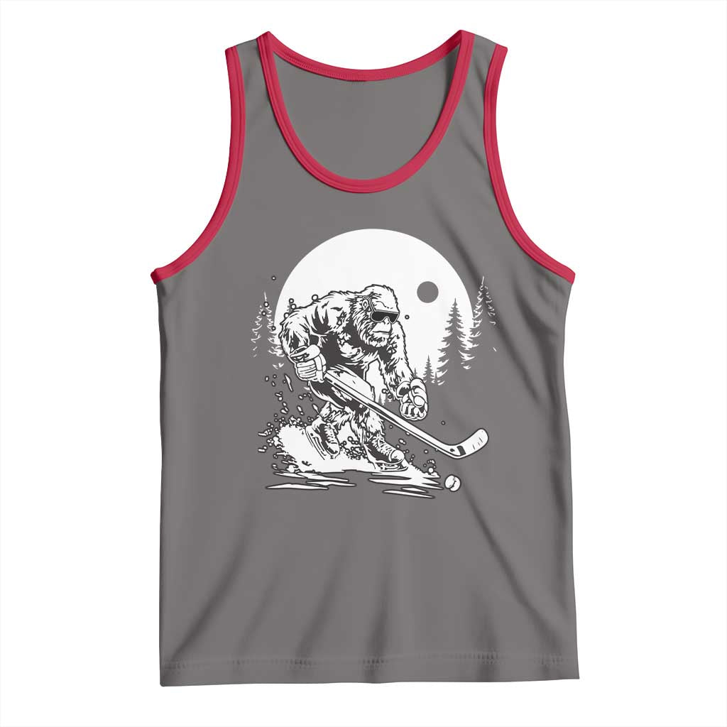 Bigfoot Playing Ice Hockey Tank Top Funny Cryptid Sports Gift - Wonder Print Shop
