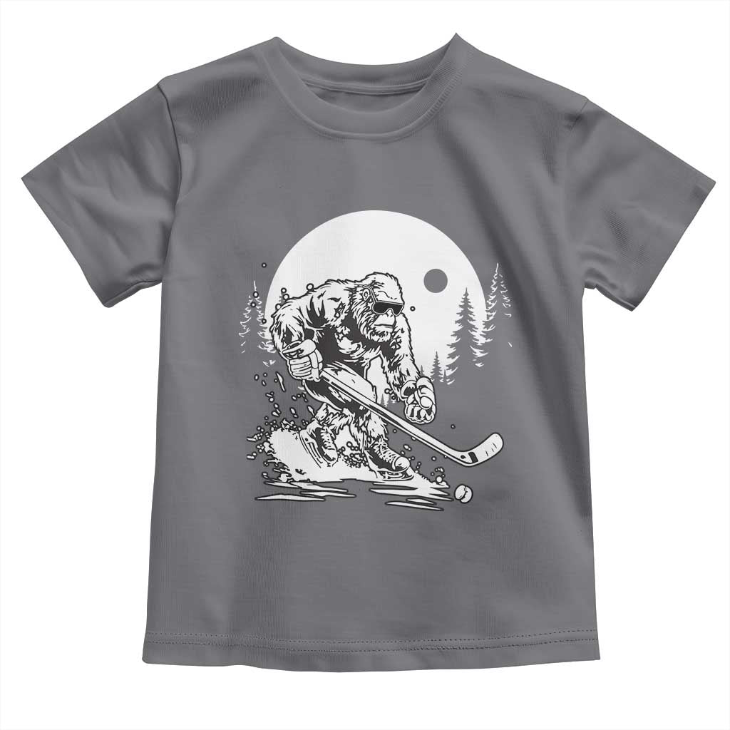 Bigfoot Playing Ice Hockey Toddler T Shirt Funny Cryptid Sports Gift - Wonder Print Shop