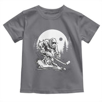 Bigfoot Playing Ice Hockey Toddler T Shirt Funny Cryptid Sports Gift - Wonder Print Shop