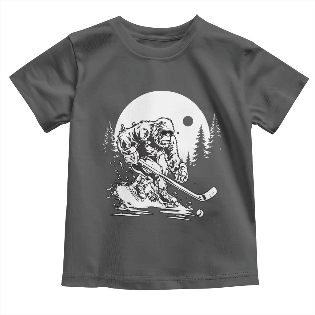 Bigfoot Playing Ice Hockey Toddler T Shirt Funny Cryptid Sports Gift - Wonder Print Shop