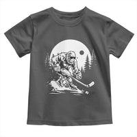 Bigfoot Playing Ice Hockey Toddler T Shirt Funny Cryptid Sports Gift - Wonder Print Shop