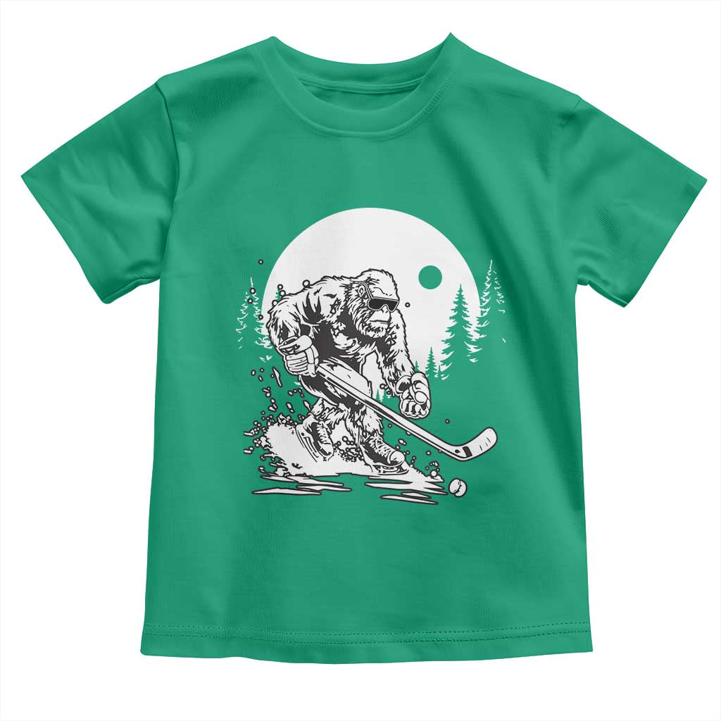 Bigfoot Playing Ice Hockey Toddler T Shirt Funny Cryptid Sports Gift - Wonder Print Shop