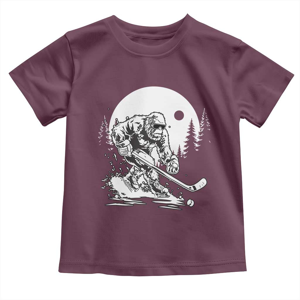 Bigfoot Playing Ice Hockey Toddler T Shirt Funny Cryptid Sports Gift - Wonder Print Shop