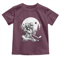 Bigfoot Playing Ice Hockey Toddler T Shirt Funny Cryptid Sports Gift - Wonder Print Shop
