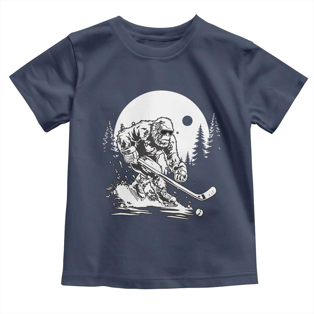 Bigfoot Playing Ice Hockey Toddler T Shirt Funny Cryptid Sports Gift - Wonder Print Shop