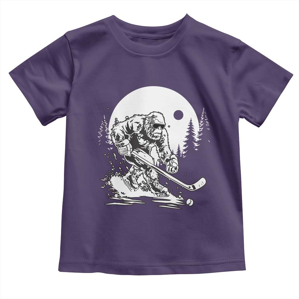 Bigfoot Playing Ice Hockey Toddler T Shirt Funny Cryptid Sports Gift - Wonder Print Shop