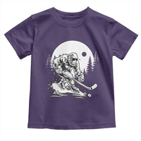 Bigfoot Playing Ice Hockey Toddler T Shirt Funny Cryptid Sports Gift - Wonder Print Shop