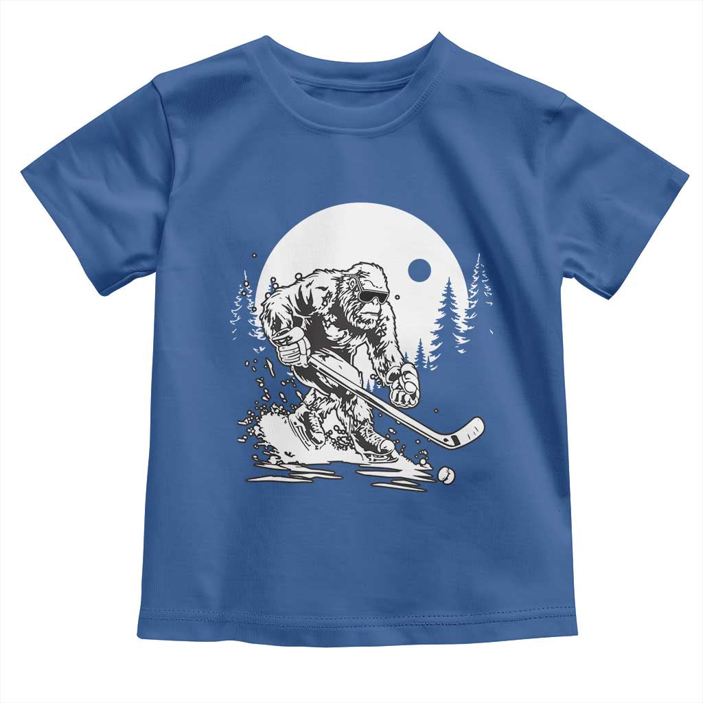 Bigfoot Playing Ice Hockey Toddler T Shirt Funny Cryptid Sports Gift - Wonder Print Shop