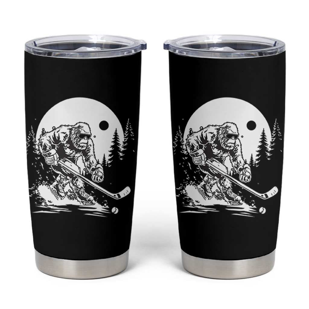 Bigfoot Playing Ice Hockey Tumbler Cup Funny Cryptid Sports Gift - Wonder Print Shop