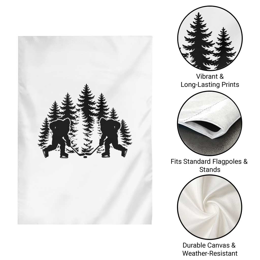 Funny Bigfoot Playing Ice Hockey Garden Flag Cryptid Lover Gift - Wonder Print Shop