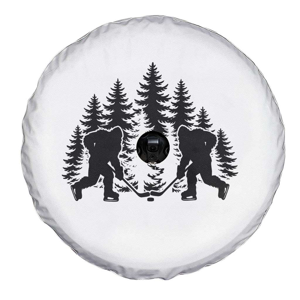 Funny Bigfoot Playing Ice Hockey Spare Tire Cover Cryptid Lover Gift - Wonder Print Shop