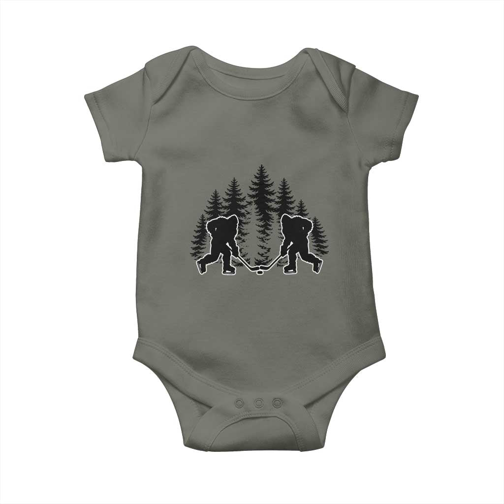 Funny Bigfoot Playing Ice Hockey Baby Onesie Cryptid Lover Gift - Wonder Print Shop