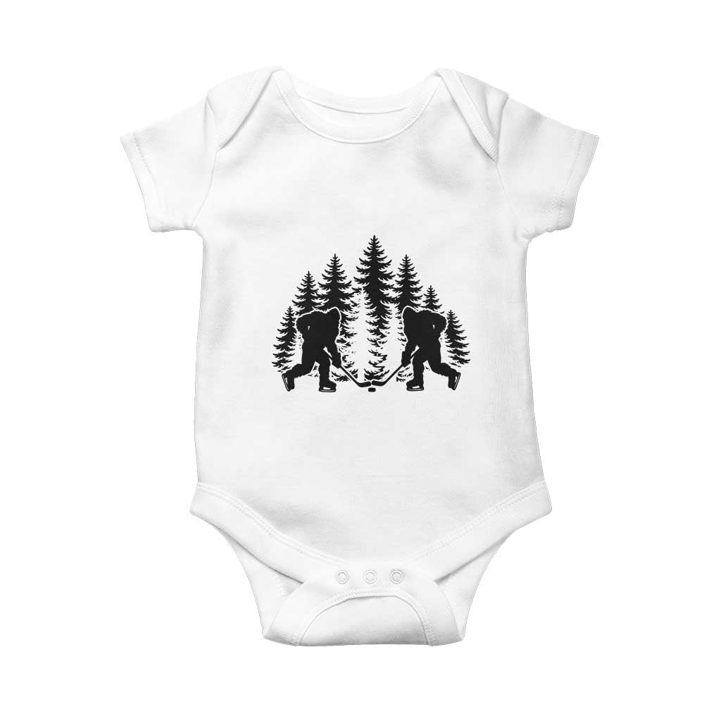 Funny Bigfoot Playing Ice Hockey Baby Onesie Cryptid Lover Gift - Wonder Print Shop