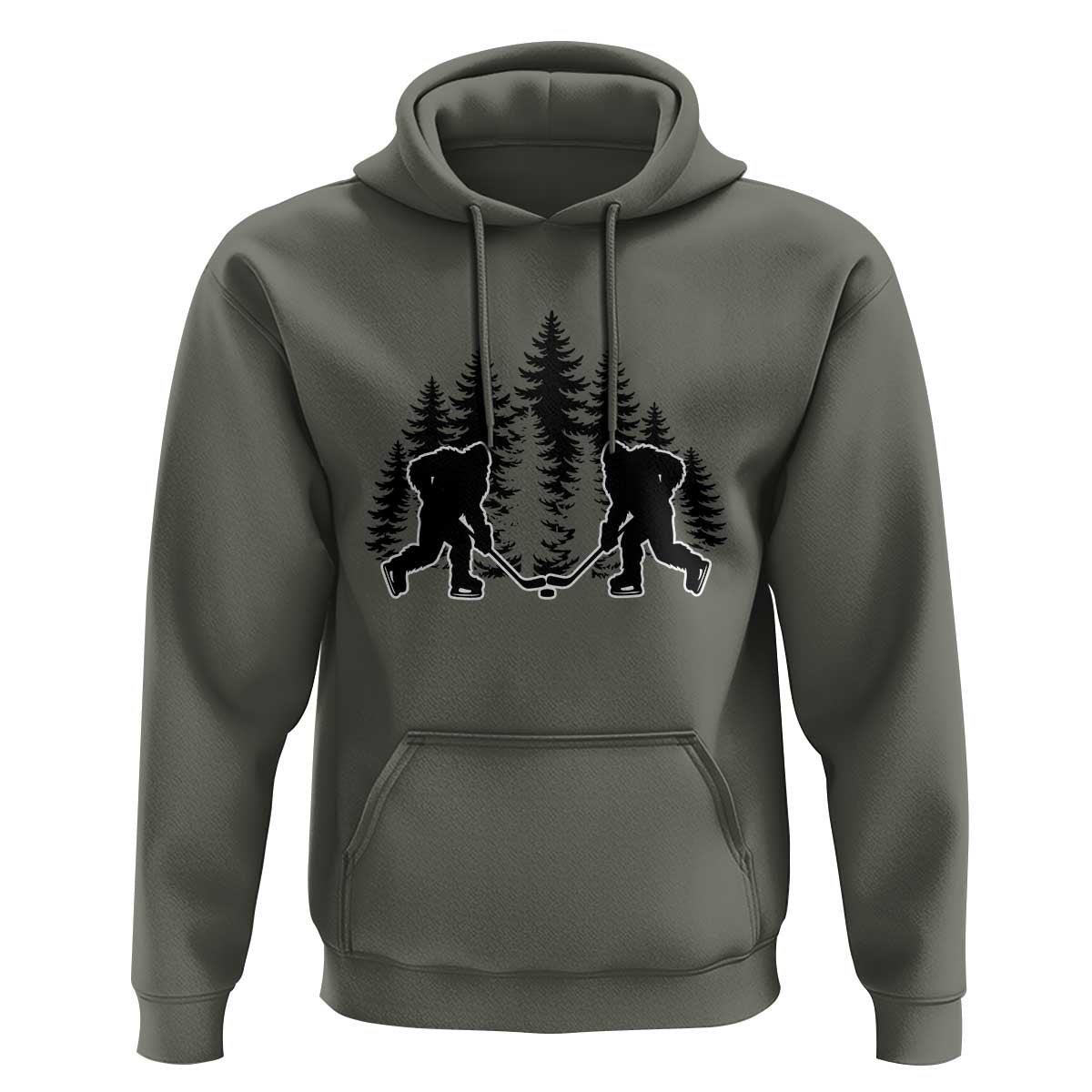 Funny Bigfoot Playing Ice Hockey Hoodie Cryptid Lover Gift - Wonder Print Shop
