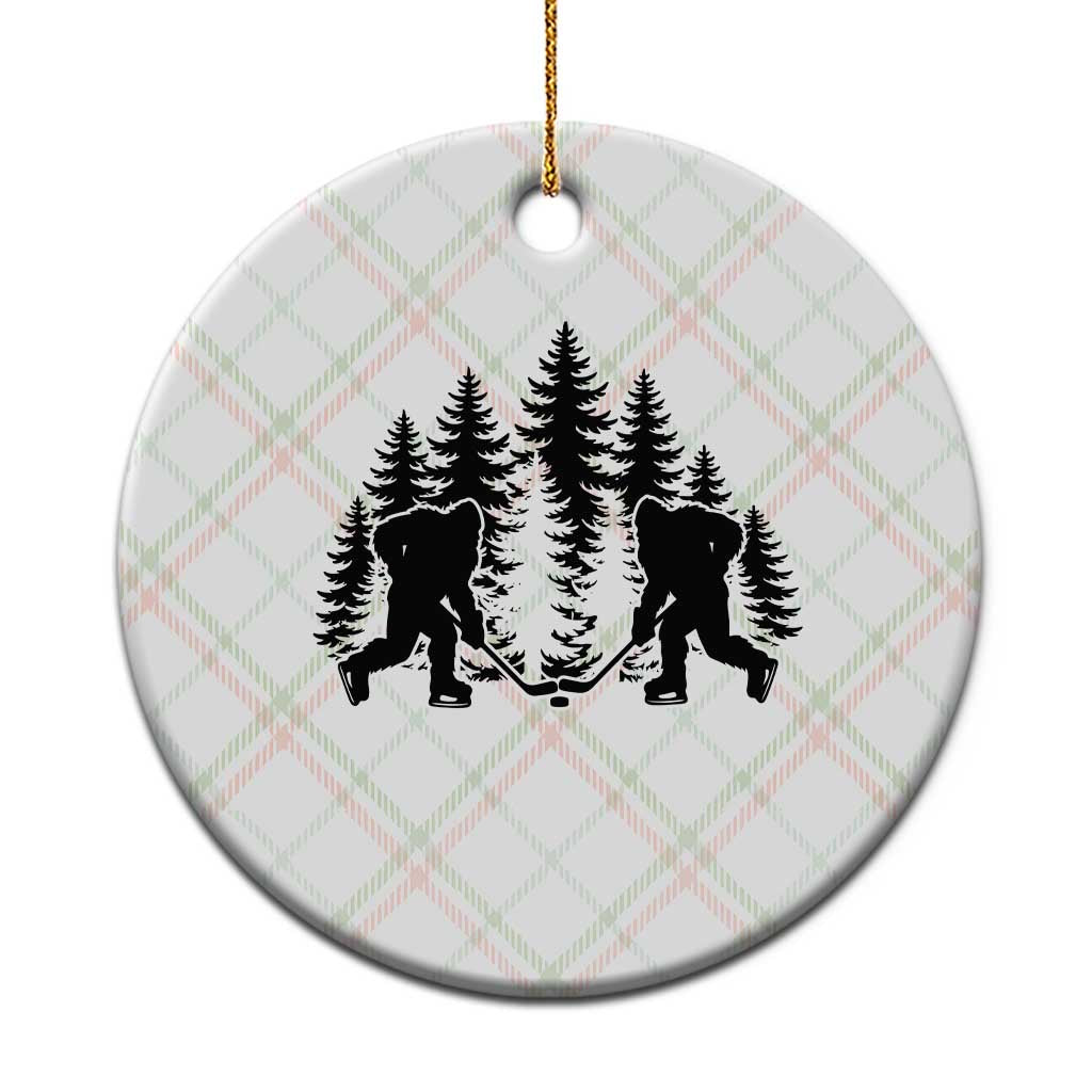 Funny Bigfoot Playing Ice Hockey Ceramic Ornament Cryptid Lover Gift - Wonder Print Shop