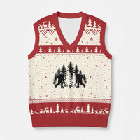 Funny Bigfoot Playing Ice Hockey V-Neck Knit Sweater Vest Cryptid Lover Gift - Wonder Print Shop