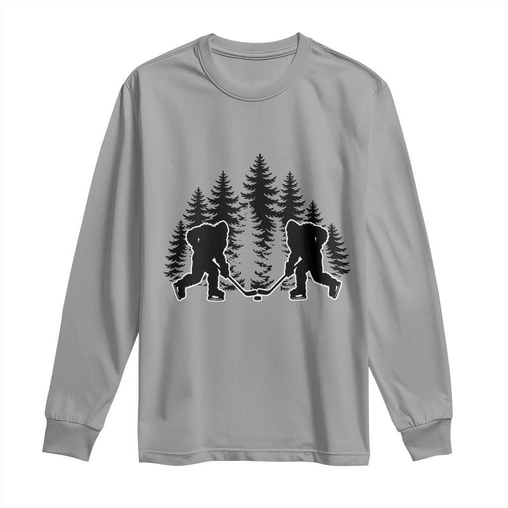 Funny Bigfoot Playing Ice Hockey Long Sleeve Shirt Cryptid Lover Gift - Wonder Print Shop