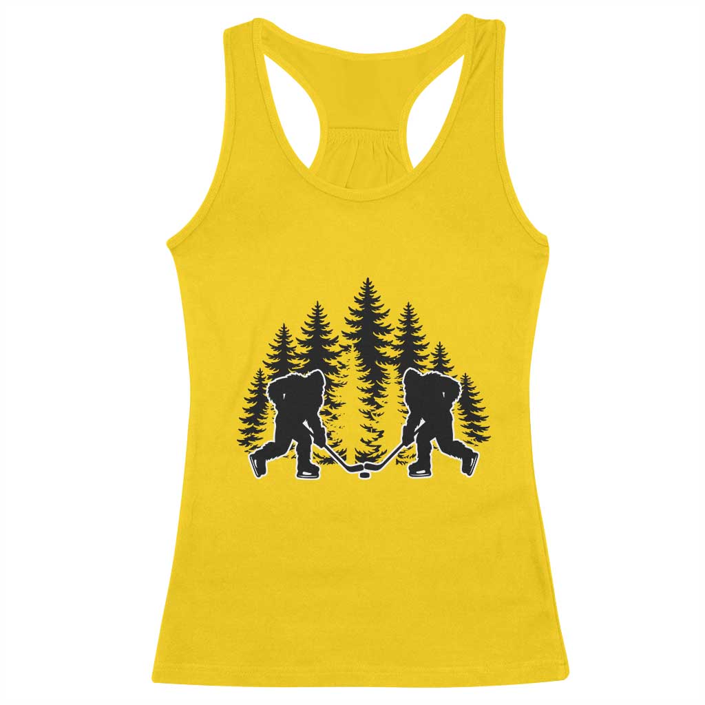 Funny Bigfoot Playing Ice Hockey Racerback Tank Top Cryptid Lover Gift - Wonder Print Shop