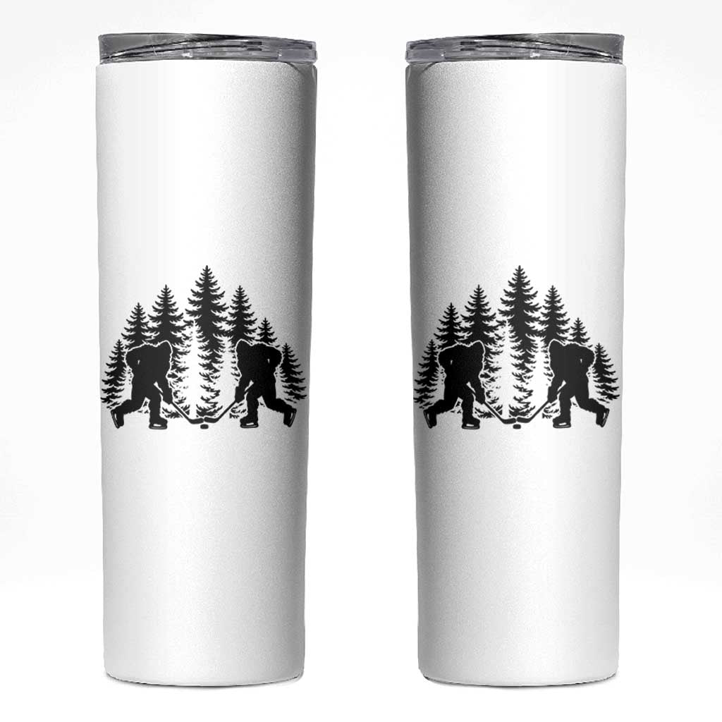 Funny Bigfoot Playing Ice Hockey Skinny Tumbler Cryptid Lover Gift - Wonder Print Shop