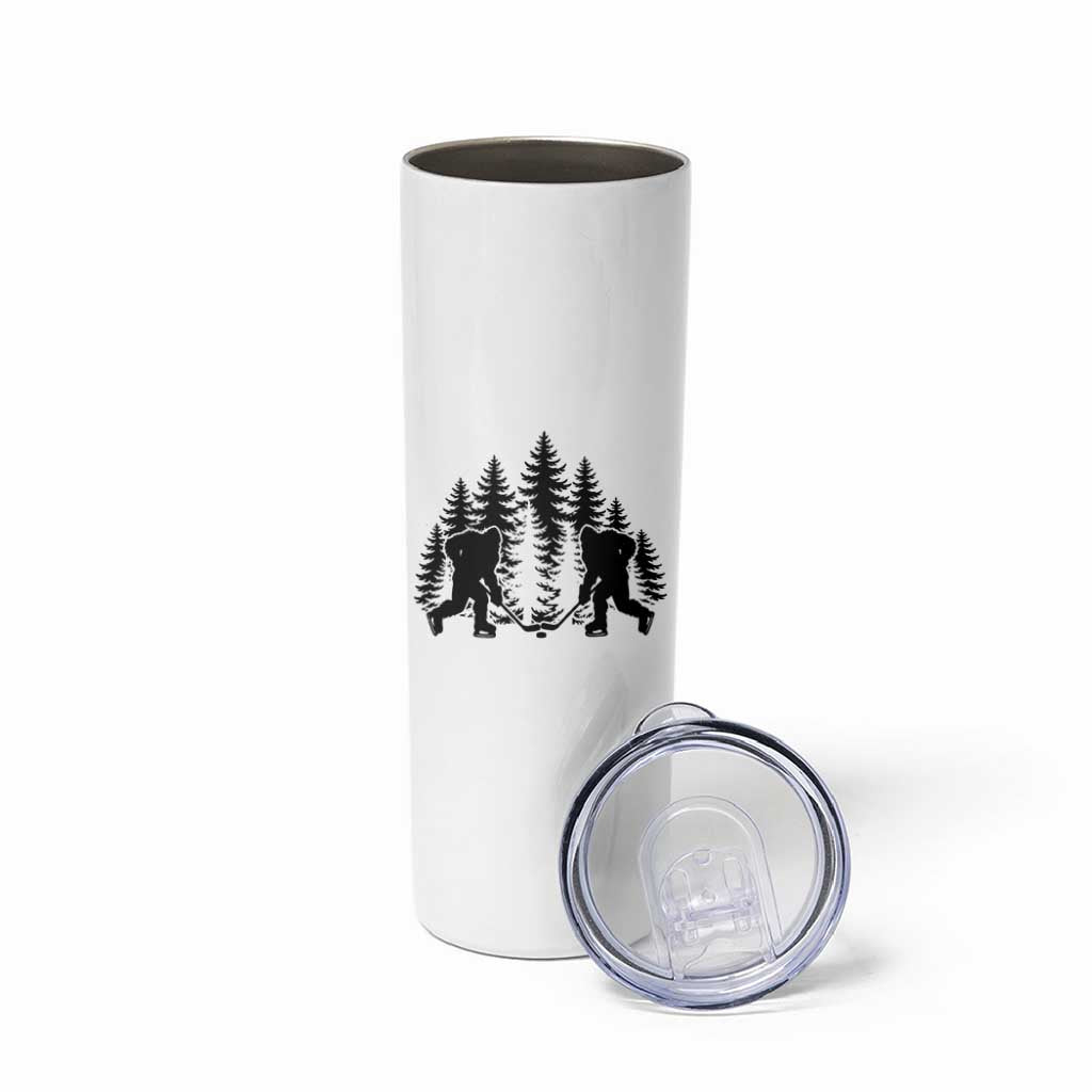 Funny Bigfoot Playing Ice Hockey Skinny Tumbler Cryptid Lover Gift - Wonder Print Shop