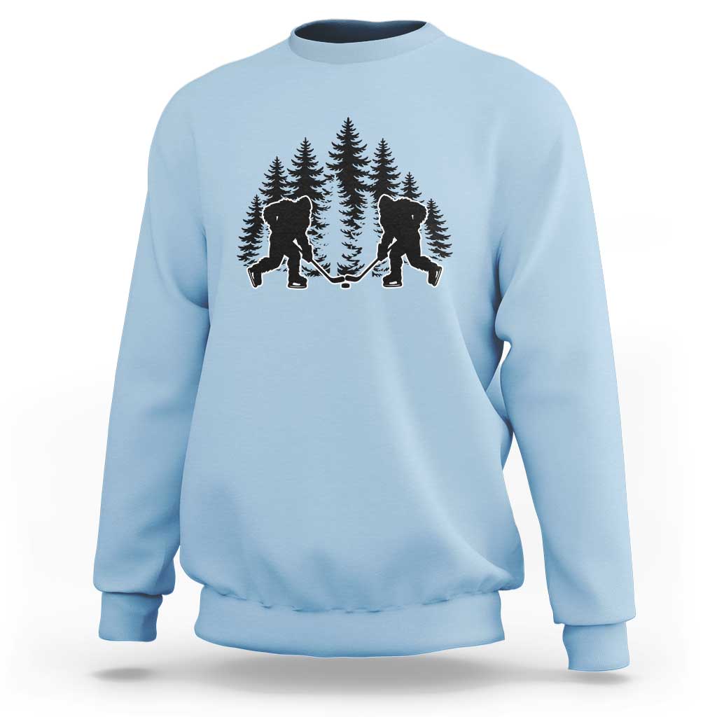 Funny Bigfoot Playing Ice Hockey Sweatshirt Cryptid Lover Gift - Wonder Print Shop
