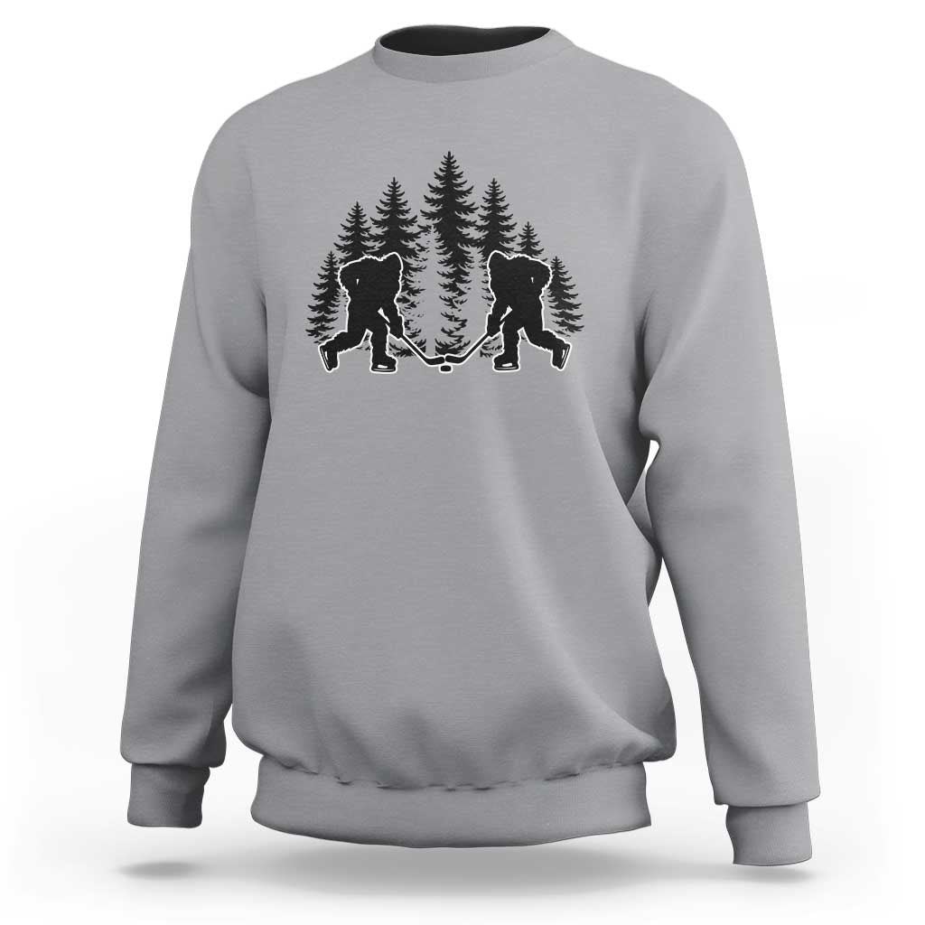 Funny Bigfoot Playing Ice Hockey Sweatshirt Cryptid Lover Gift - Wonder Print Shop