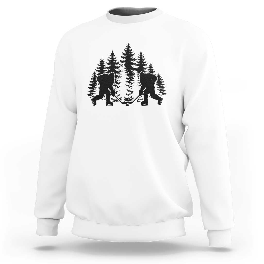 Funny Bigfoot Playing Ice Hockey Sweatshirt Cryptid Lover Gift - Wonder Print Shop