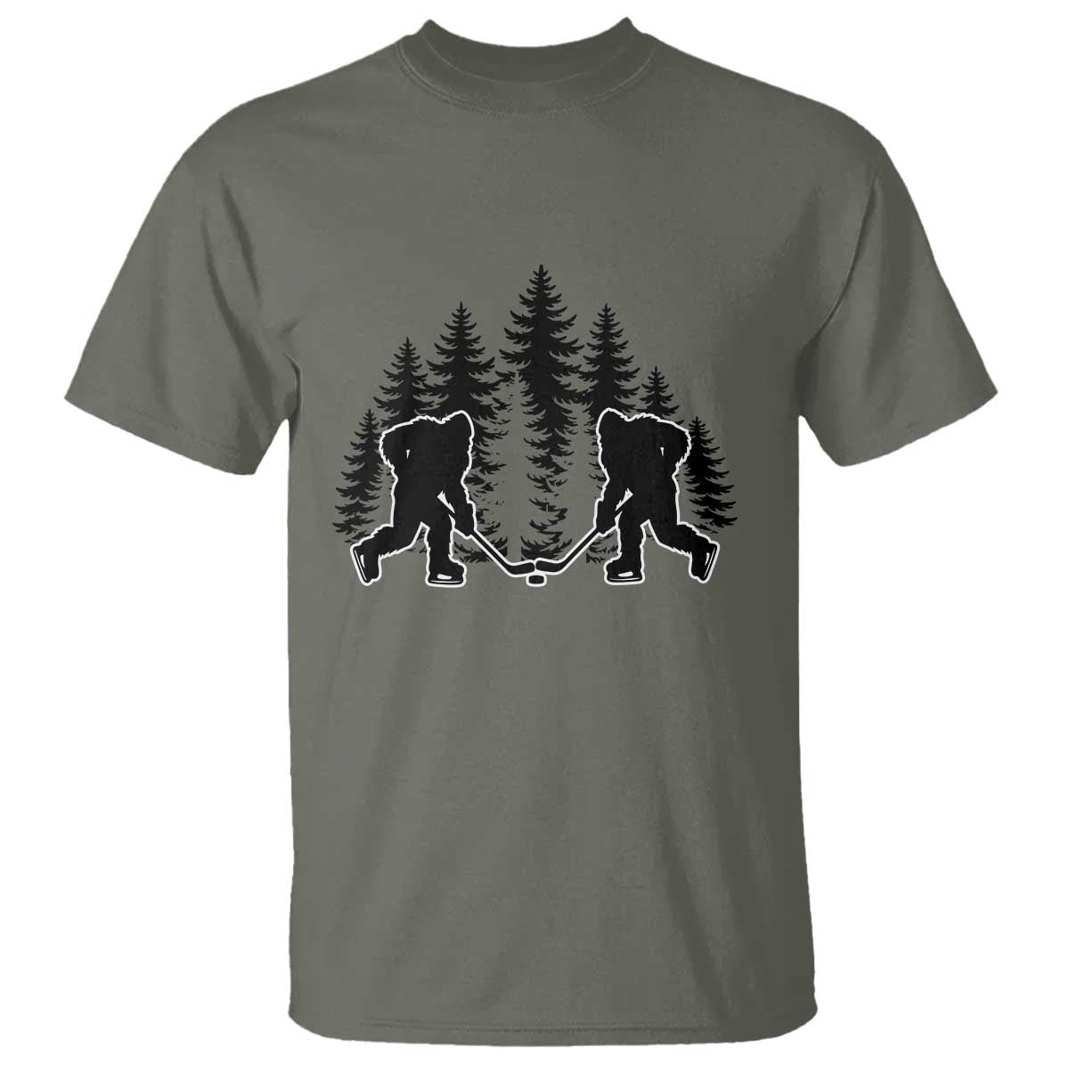 Funny Bigfoot Playing Ice Hockey T Shirt Cryptid Lover Gift - Wonder Print Shop