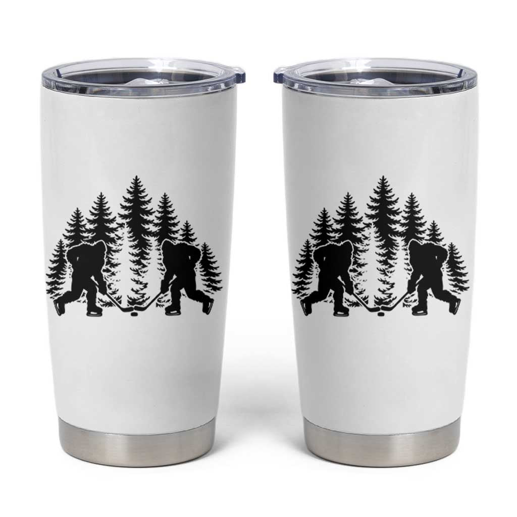 Funny Bigfoot Playing Ice Hockey Tumbler Cup Cryptid Lover Gift - Wonder Print Shop